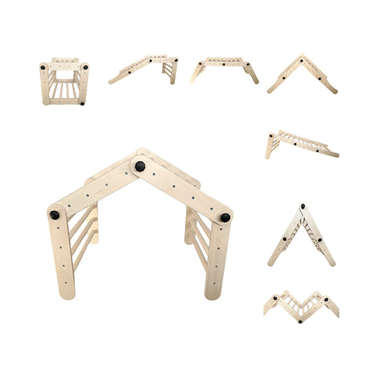 Climbing Triangle for Kids - Light wood with rainbow bars