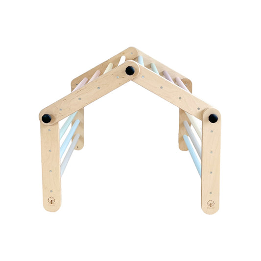 Climbing Triangle for Kids  - Light wood with pastel bars