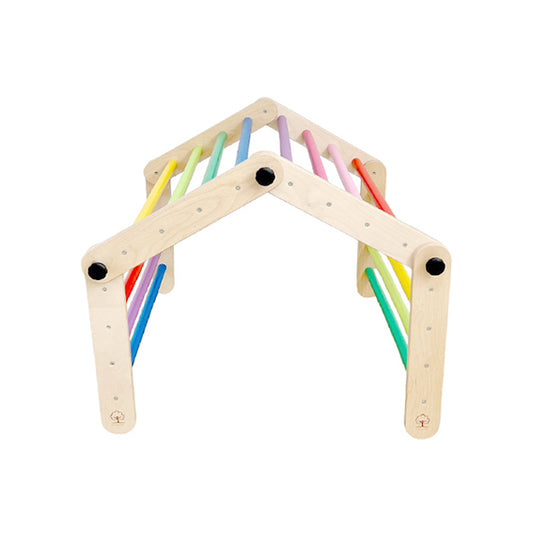 Climbing Triangle for Kids  - Light wood with rainbow bars