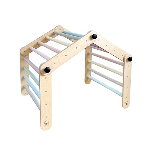 Climbing Triangle for Kids  - Light wood with pastel bars