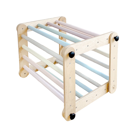Climbing Triangle for Kids  - Light wood with pastel bars