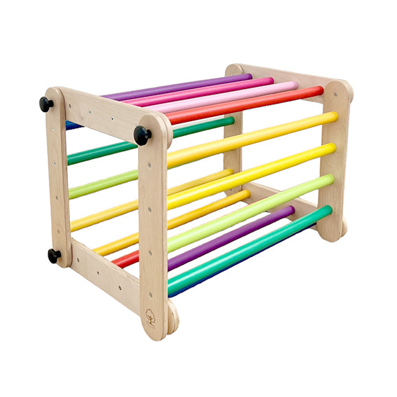 Climbing Triangle for Kids  - Light wood with rainbow bars