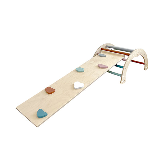 Small Rainbow Bridge with 2-in-1 slide, natural-dark pastel